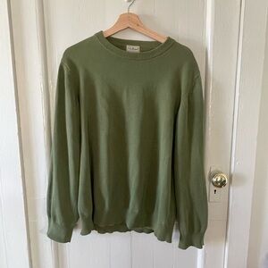 L.L. Bean Cotton Sweater Mens XL Forest Green Crewneck Mid weight Preppy Knit